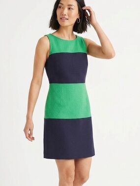 Banana Republic Colorblock Shift Dress Green Navy Blue Sleeveless Size 6 - 606